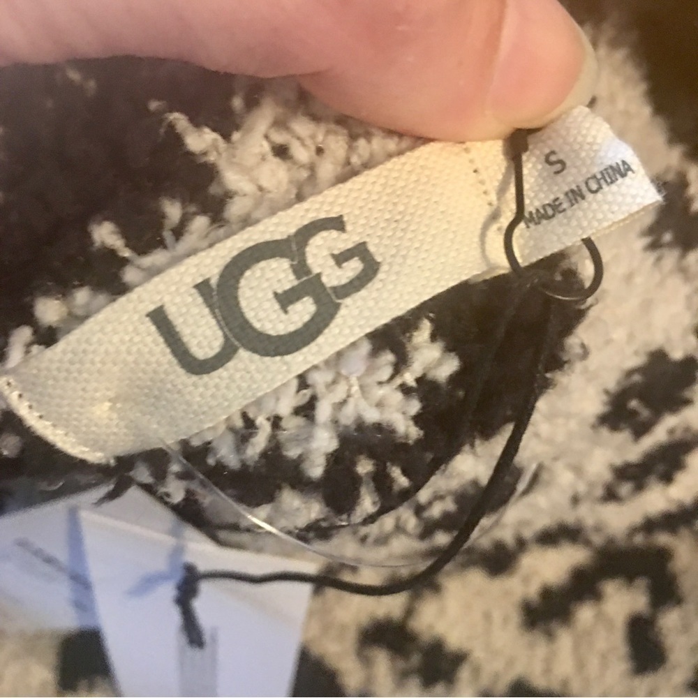 UGG Phoebe Leopard Knit Wrap Cardigan, Black + White, Size S - Picture 7 of 17